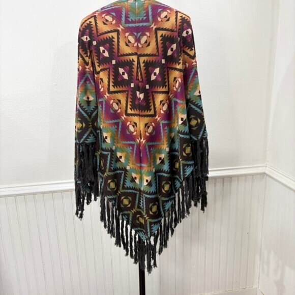 Double D Ranch Size S/M Chicora Poncho Southwest Fringe Western Cowgirl Aztec - Picture 7 of 12
